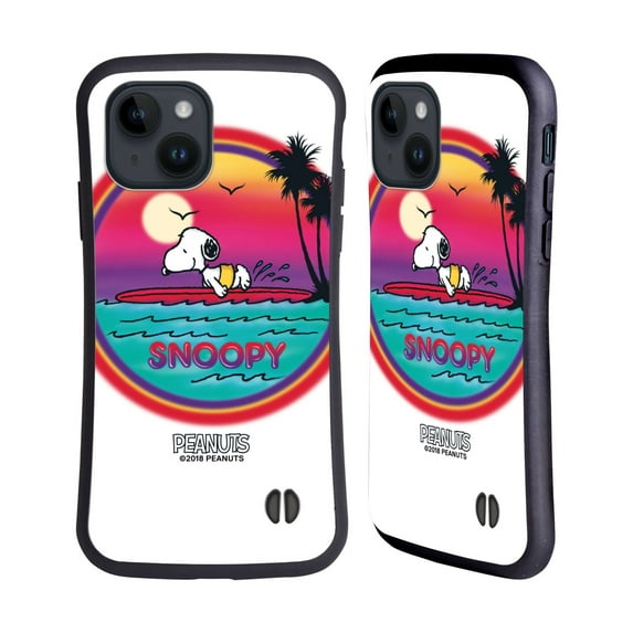Head Case Designs Officially Licensed Peanuts Snoopy Boardwalk Airbrush Beach Surf Hybrid Case Compatible with Apple iPhone 15