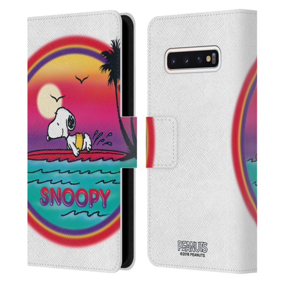 Head Case Designs Officially Licensed Peanuts Snoopy Boardwalk Airbrush Beach Surf Leather Book Wallet Case Cover Compatible with Samsung Samsung Galaxy S10