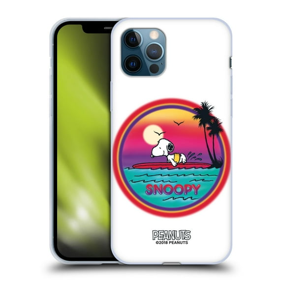 Head Case Designs Officially Licensed Peanuts Snoopy Boardwalk Airbrush Beach Surf Soft Gel Case Compatible with Apple iPhone 12 / iPhone 12 Pro