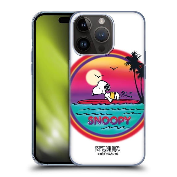 Head Case Designs Officially Licensed Peanuts Snoopy Boardwalk Airbrush Beach Surf Soft Gel Case Compatible with Apple iPhone 15 Pro