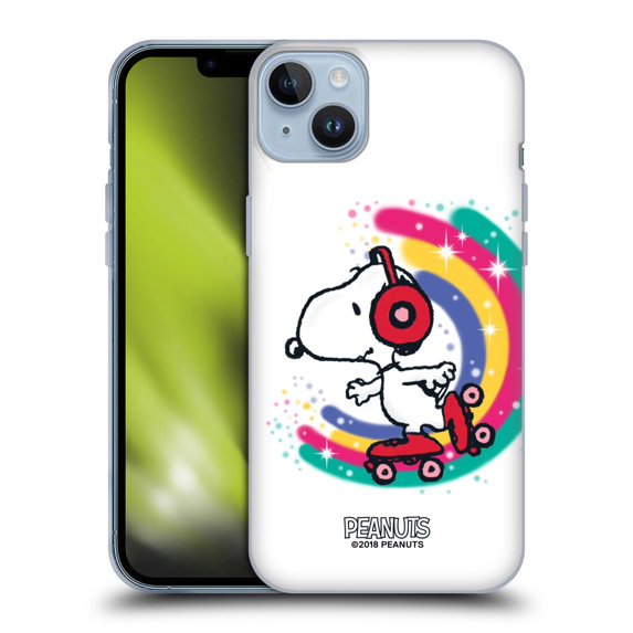 Head Case Designs Officially Licensed Peanuts Snoopy Boardwalk Airbrush Colourful Skating Soft Gel Case Compatible with Apple iPhone 14 Plus