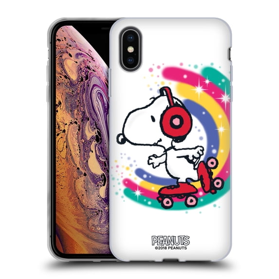 Head Case Designs Officially Licensed Peanuts Snoopy Boardwalk Airbrush Colourful Skating Soft Gel Case Compatible with Apple iPhone XS Max