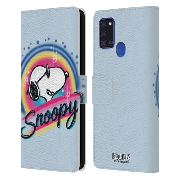 Head Case Designs Officially Licensed Peanuts Snoopy Boardwalk Airbrush Colourful Sunglasses Leather Book Wallet Case Cover Compatible with Samsung Galaxy A21s (2020)