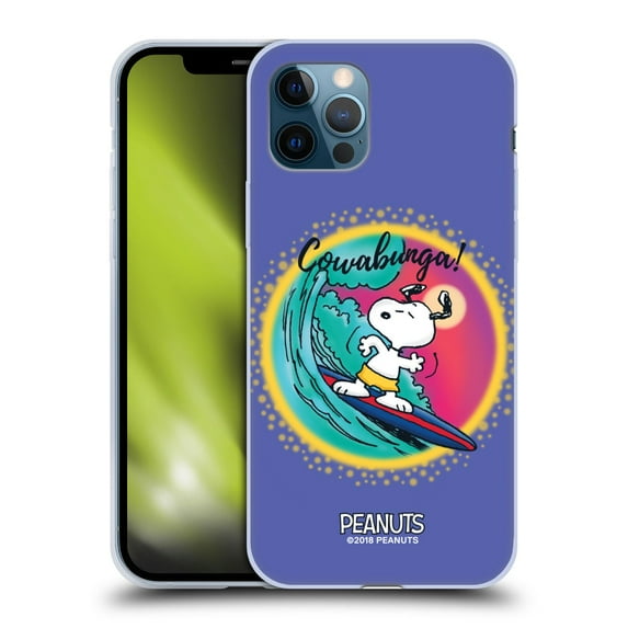 Head Case Designs Officially Licensed Peanuts Snoopy Boardwalk Airbrush Cowabunga Surf Soft Gel Case Compatible with Apple iPhone 12 / iPhone 12 Pro