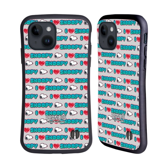 Head Case Designs Officially Licensed Peanuts Snoopy Boardwalk Airbrush I Love Pattern Hybrid Case Compatible with Apple iPhone 15