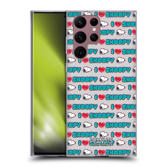 Head Case Designs Officially Licensed Peanuts Snoopy Boardwalk Airbrush I Love Pattern Soft Gel Case Compatible with Samsung Galaxy S22 Ultra 5G