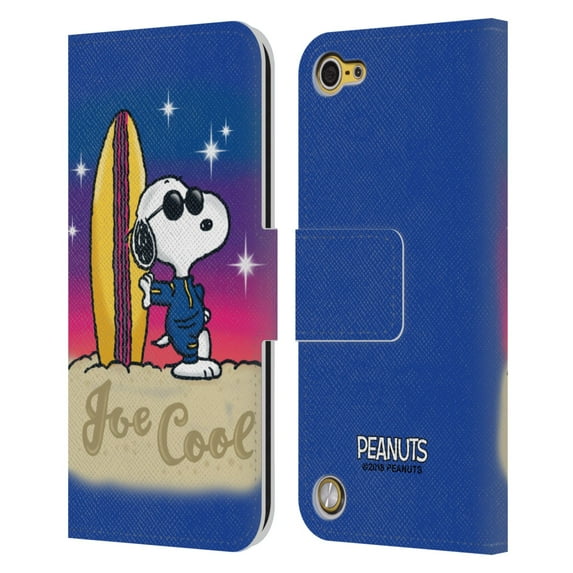 Head Case Designs Officially Licensed Peanuts Snoopy Boardwalk Airbrush Joe Cool Surf Leather Book Wallet Case Cover Compatible with Apple iPod Touch 5G 5th Gen
