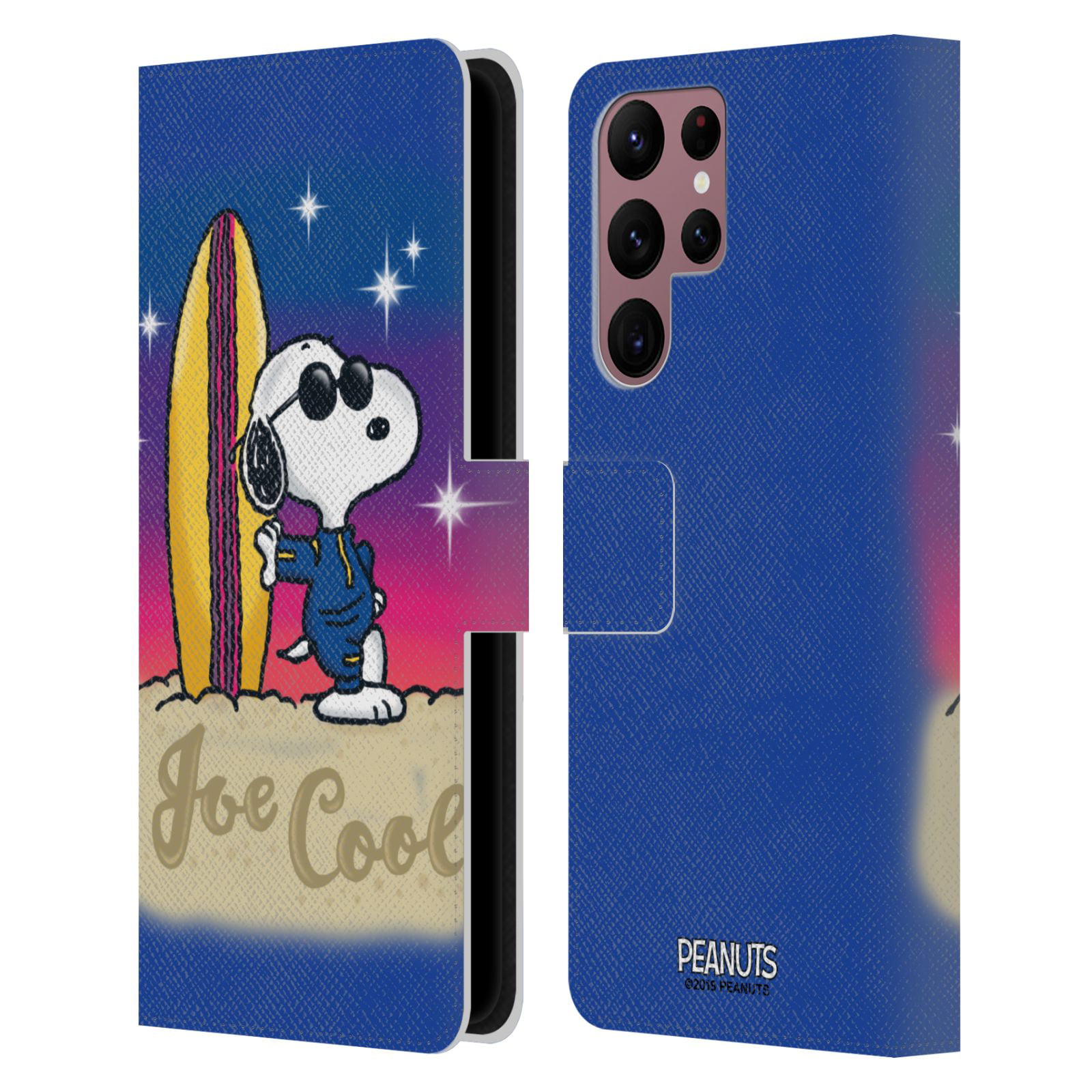 Head Case Designs Officially Licensed Peanuts Snoopy Boardwalk Airbrush Joe  Cool Surf Leather Book Wallet Case Cover Compatible with Samsung Galaxy S22  Ultra 5G 