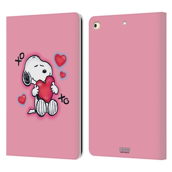 Head Case Designs Officially Licensed Peanuts Snoopy Boardwalk Airbrush XOXO Leather Book Wallet Case Cover Compatible with Apple iPad 9.7 2017 / iPad 9.7 2018