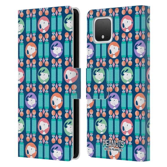 Head Case Designs Officially Licensed Peanuts Snoopy Deco Dreams Blue Pattern Leather Book Wallet Case Cover Compatible with Google Pixel 4