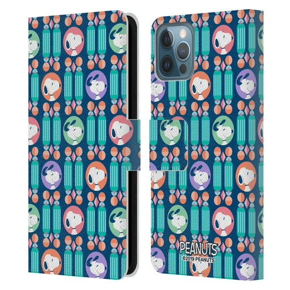 Head Case Designs Officially Licensed Peanuts Snoopy Deco Dreams Blue Pattern Leather Book Wallet Case Cover Compatible with Apple iPhone 12 / iPhone 12 Pro