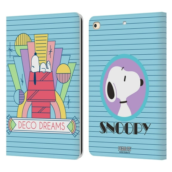 Head Case Designs Officially Licensed Peanuts Snoopy Deco Dreams House Dreams Leather Book Wallet Case Cover Compatible with Apple iPad 9.7 2017 / iPad 9.7 2018