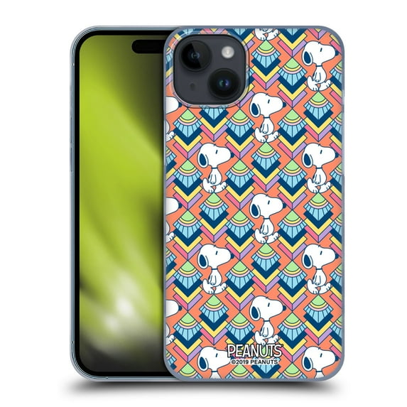 Head Case Designs Officially Licensed Peanuts Snoopy Deco Dreams Orange Pattern Hard Back Case Compatible with Apple iPhone 15 Plus