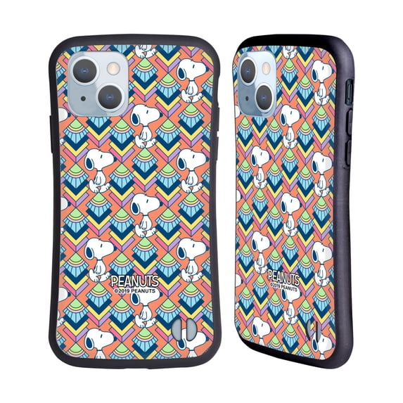 Head Case Designs Officially Licensed Peanuts Snoopy Deco Dreams Orange Pattern Hybrid Case Compatible with Apple iPhone 14