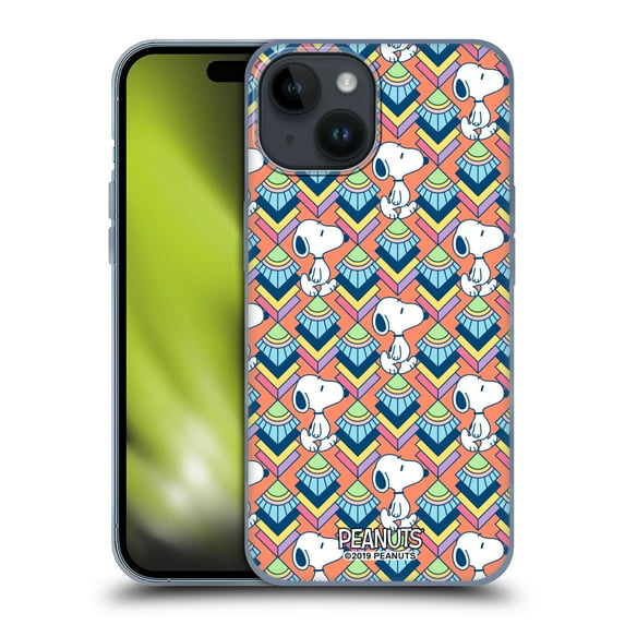 Head Case Designs Officially Licensed Peanuts Snoopy Deco Dreams Orange Pattern Soft Gel Case Compatible with Apple iPhone 15