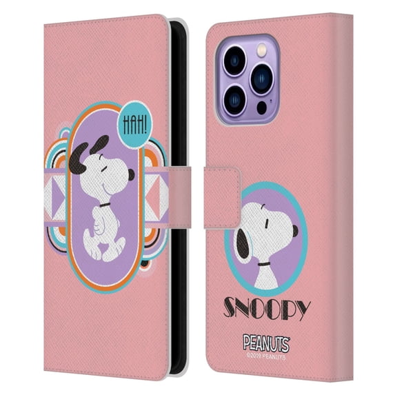 Head Case Designs Officially Licensed Peanuts Snoopy Deco Dreams Pastels Leather Book Wallet Case Cover Compatible with Apple iPhone 14 Pro Max