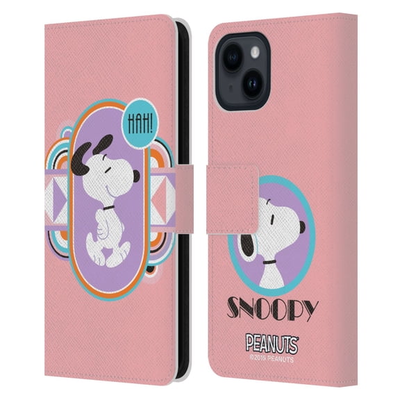 Head Case Designs Officially Licensed Peanuts Snoopy Deco Dreams Pastels Leather Book Wallet Case Cover Compatible with Apple iPhone 15
