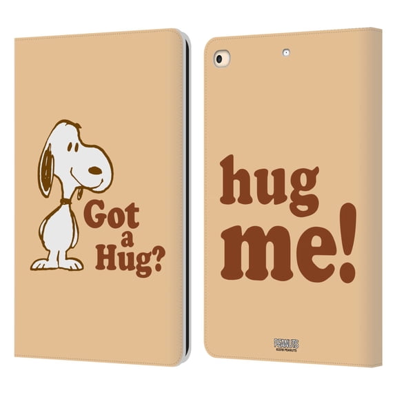 Head Case Designs Officially Licensed Peanuts Snoopy Hug Got A Hug Leather Book Wallet Case Cover Compatible with Apple iPad 9.7 2017 / iPad 9.7 2018