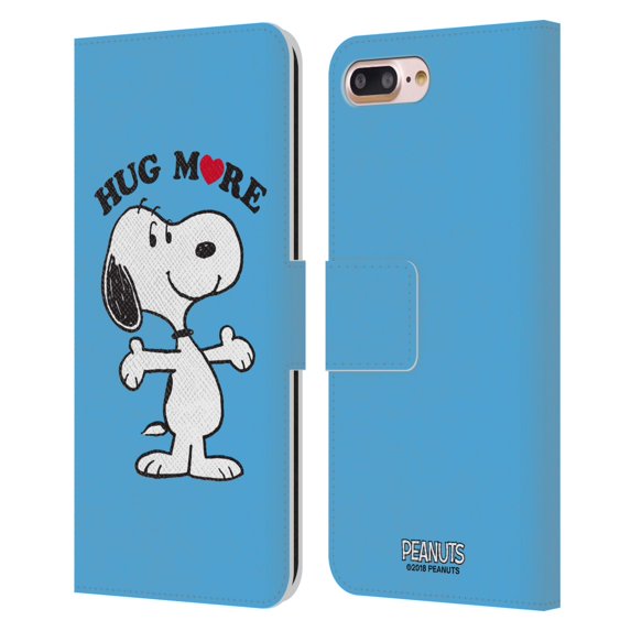 Head Case Designs Officially Licensed Peanuts Snoopy Hug More Leather Book Wallet Case Cover Compatible with Apple iPhone 7 Plus / iPhone 8 Plus