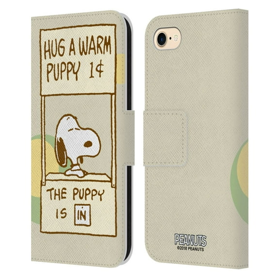 Head Case Designs Officially Licensed Peanuts Snoopy Hug Warm Leather Book Wallet Case Cover Compatible with Apple iPhone 7 / 8 / SE 2020 & 2022