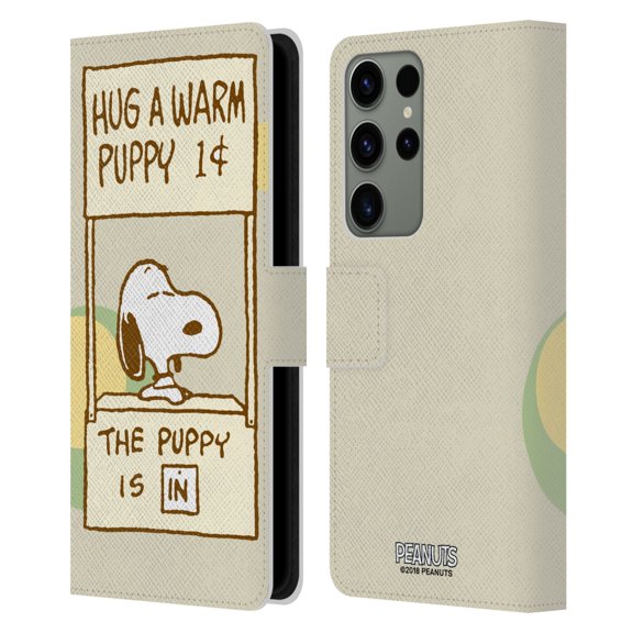 Head Case Designs Officially Licensed Peanuts Snoopy Hug Warm Leather Book Wallet Case Cover Compatible with Samsung Galaxy S23 Ultra 5G