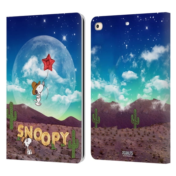 Head Case Designs Officially Licensed Peanuts Snoopy Space Cowboy Nebula Fly Balloon Leather Book Wallet Case Cover Compatible with Apple iPad 9.7 2017 / iPad 9.7 2018