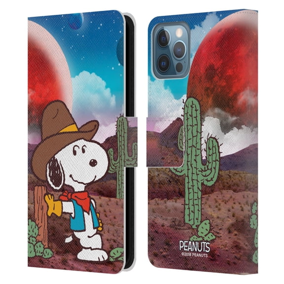 Head Case Designs Officially Licensed Peanuts Snoopy Space Cowboy Nebula Ranger Leather Book Wallet Case Cover Compatible with Apple iPhone 12 / iPhone 12 Pro