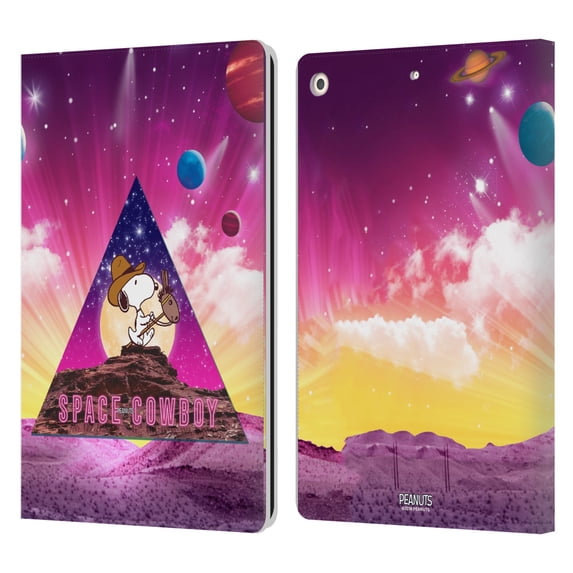 Head Case Designs Officially Licensed Peanuts Snoopy Space Cowboy Nebula Triangle Leather Book Wallet Case Cover Compatible with Apple iPad 10.2 2019/2020/2021