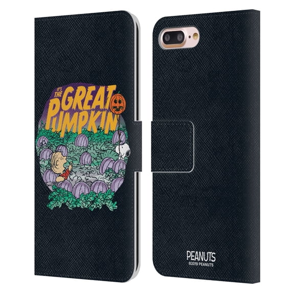 Head Case Designs Officially Licensed Peanuts Spooktacular Linus And Snoopy Leather Book Wallet Case Cover Compatible with Apple iPhone 7 Plus / iPhone 8 Plus
