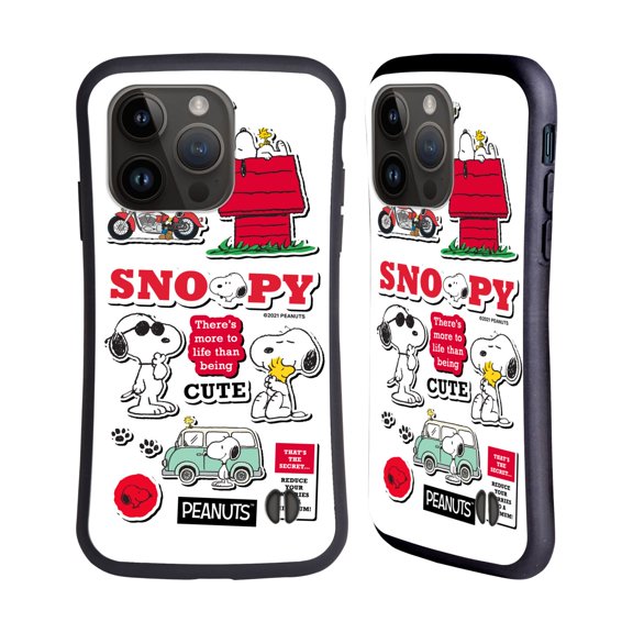 Head Case Designs Officially Licensed Peanuts Trends Snoopy Sticker Print Hybrid Case Compatible with Apple iPhone 15 Pro