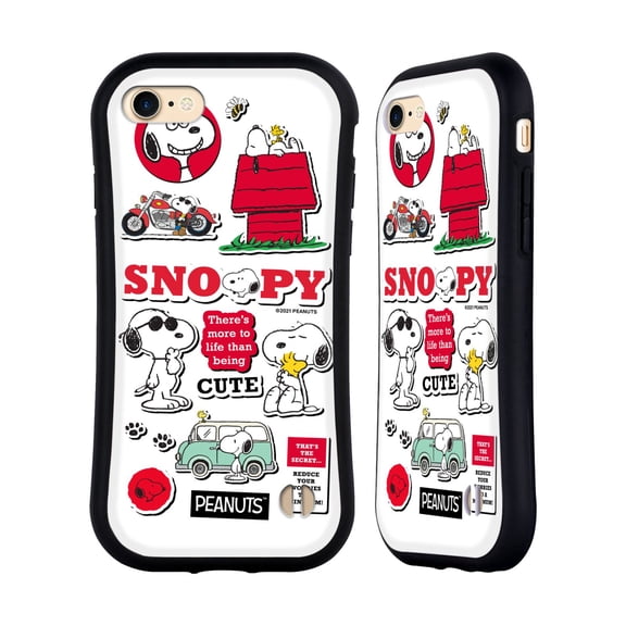 Head Case Designs Officially Licensed Peanuts Trends Snoopy Sticker Print Hybrid Case Compatible with Apple iPhone 7 / 8 / SE 2020 & 2022