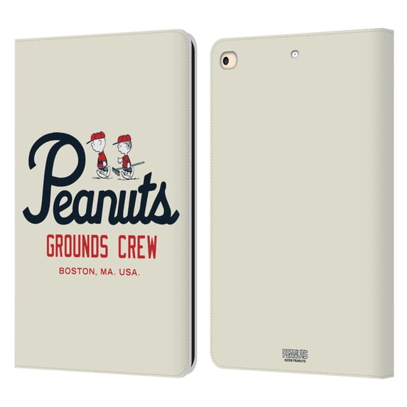 Head Case Designs Officially Licensed Peanuts Varsity Sports Boston Grounds Crew Leather Book Wallet Case Cover Compatible with Apple iPad 9.7 2017 / iPad 9.7 2018