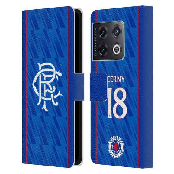Head Case Designs Officially Licensed Rangers FC 2024/25 Players Home Kit Cerný Leather Wallet Case Compatible with OnePlus 10 Pro