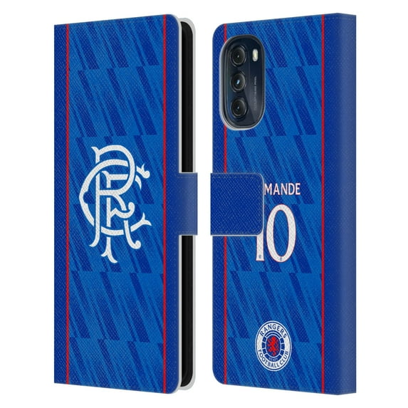 Head Case Designs Officially Licensed Rangers FC 2024/25 Players Home Kit Mohamed Diomande Leather Wallet Case Compatible with Motorola Moto G (2022)