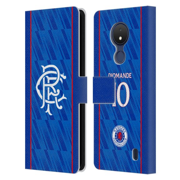 Head Case Designs Officially Licensed Rangers FC 2024/25 Players Home Kit Mohamed Diomande Leather Wallet Case Compatible with Nokia C21