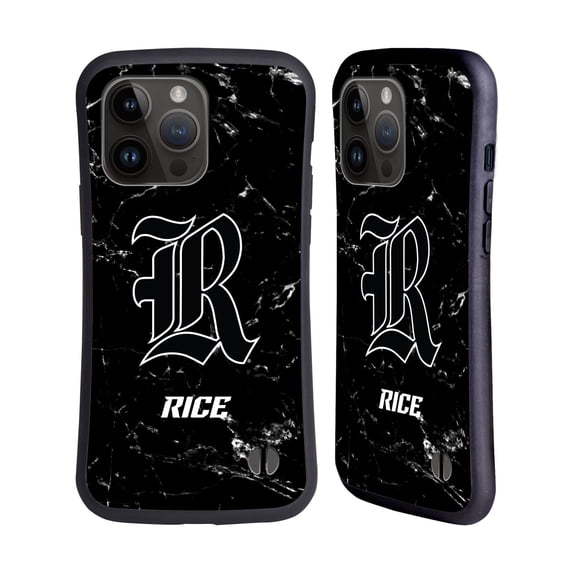 Head Case Designs Officially Licensed Rice University Rice University Black And White Marble Hybrid Case Compatible with Apple iPhone 15 Pro Max