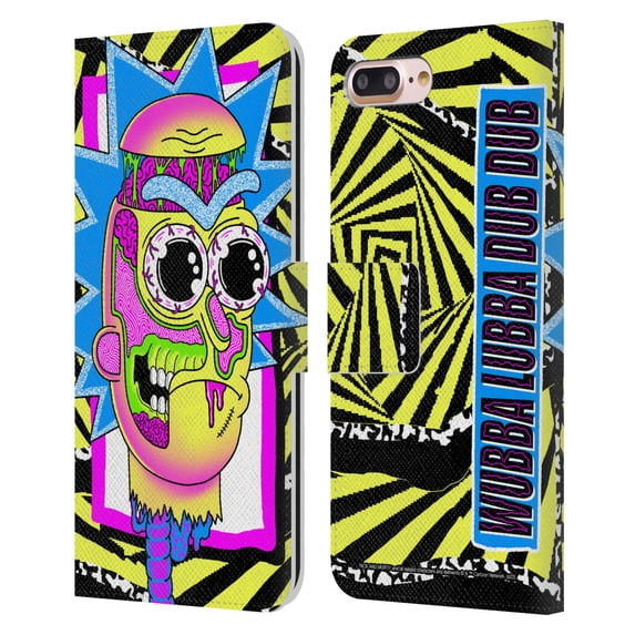 Head Case Designs Officially Licensed Rick And Morty Season 1 & 2 Graphics Rick Leather Book Wallet Case Cover Compatible with Apple iPhone 7 Plus / iPhone 8 Plus