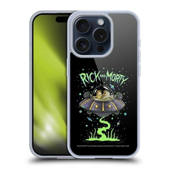 Head Case Designs Officially Licensed Rick And Morty Season 1 & 2 Graphics The Space Cruiser Soft Gel Case Compatible with Apple iPhone 15 Pro