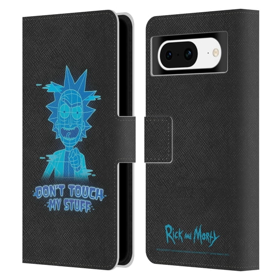 Head Case Designs Officially Licensed Rick And Morty Season 5 Graphics Don't Touch My Stuff Leather Book Wallet Case Cover Compatible with Google Pixel 8