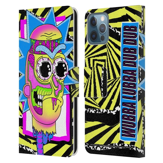Head Case Designs Officially Licensed Rick And Morty Season 1 & 2 Graphics Rick Leather Book Wallet Case Cover Compatible with Apple iPhone 12 / iPhone 12 Pro