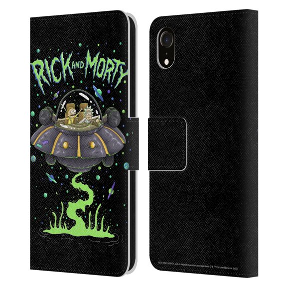 Head Case Designs Officially Licensed Rick And Morty Season 1 & 2 Graphics The Space Cruiser Leather Book Wallet Case Cover Compatible with Apple iPhone XR