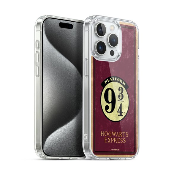 Head Case Designs Harry Potter Locations Typography Platform 9 3/4 Soft Gel Case for Apple iPhone 15 Pro