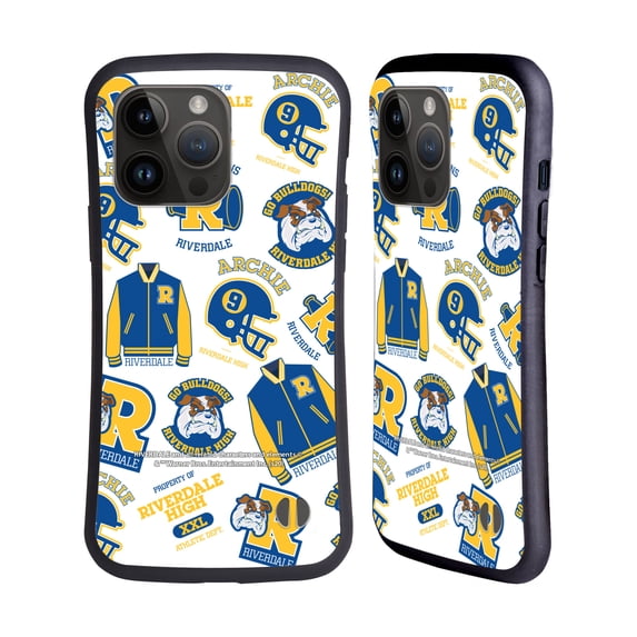 Head Case Designs Officially Licensed Riverdale Graphics 2 Bulldogs & Vixens Pattern Hybrid Case Compatible with Apple iPhone 15 Pro Max