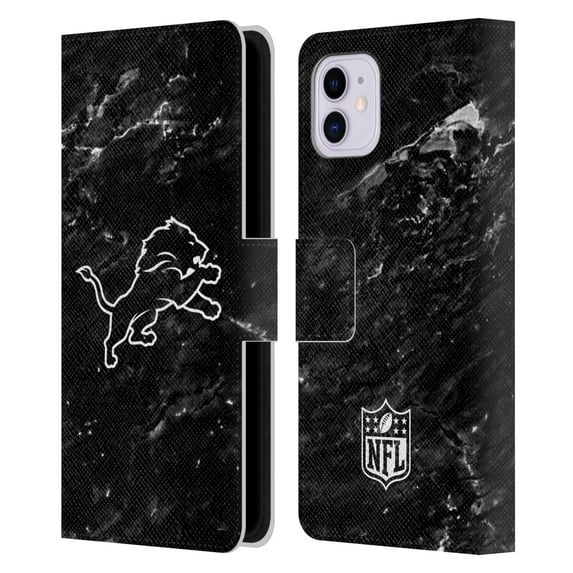 Head Case Designs NFL Detroit Lions Artwork Marble Leather Book Wallet Case Cover For Apple iPhone 11
