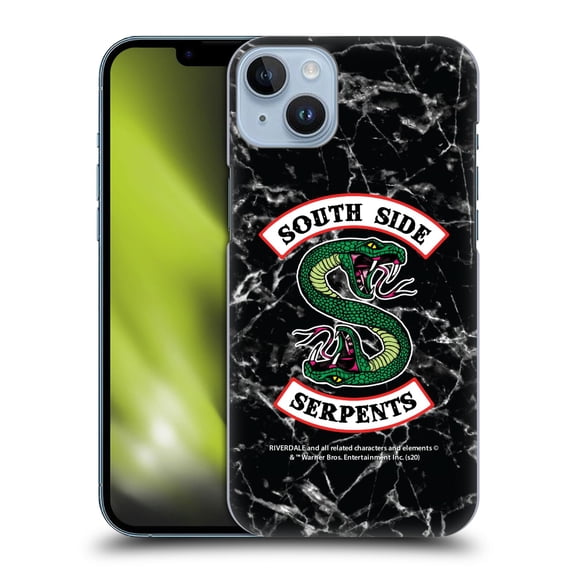 Head Case Designs Officially Licensed Riverdale South Side Serpents Black And White Marble Logo Hard Back Case Compatible with Apple iPhone 14 Plus