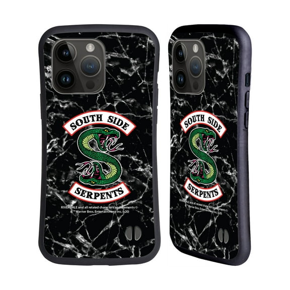 Head Case Designs Officially Licensed Riverdale South Side Serpents Black And White Marble Logo Hybrid Case Compatible with Apple iPhone 15 Pro Max