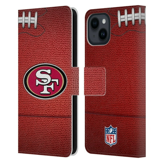 Head Case Designs NFL San Francisco 49ers Graphics Football Leather Book Wallet Case Cover For Apple iPhone 15
