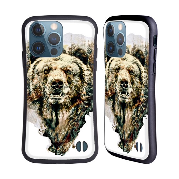 Head Case Designs Officially Licensed Riza Peker Animals Bear Hybrid Case Compatible with Apple iPhone 13 Pro