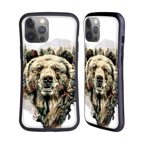 Head Case Designs Officially Licensed Riza Peker Animals Bear Hybrid Case Compatible with Apple iPhone 14 Pro Max