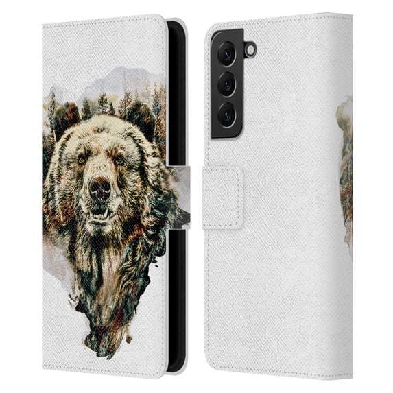 Head Case Designs Officially Licensed Riza Peker Animals Bear Leather Book Wallet Case Cover Compatible with Samsung Galaxy S22+ 5G